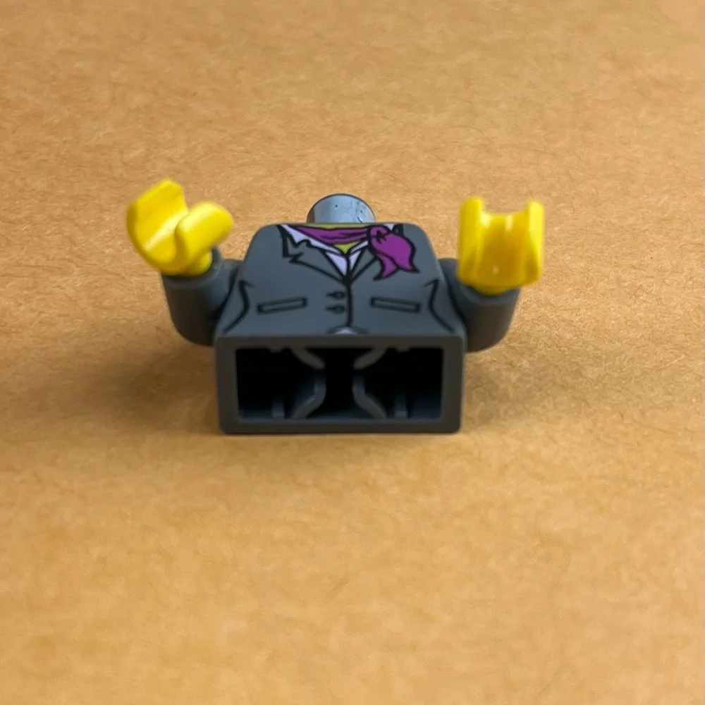 Lego Minifigure Suit Torso with Purple Hanker-chief 2”